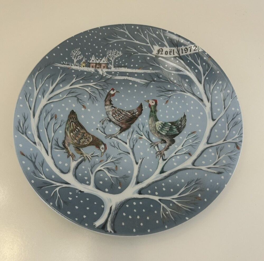 Haviland Limoges The 12 Days of Christmas Plate Three French Hens 1972 Signed